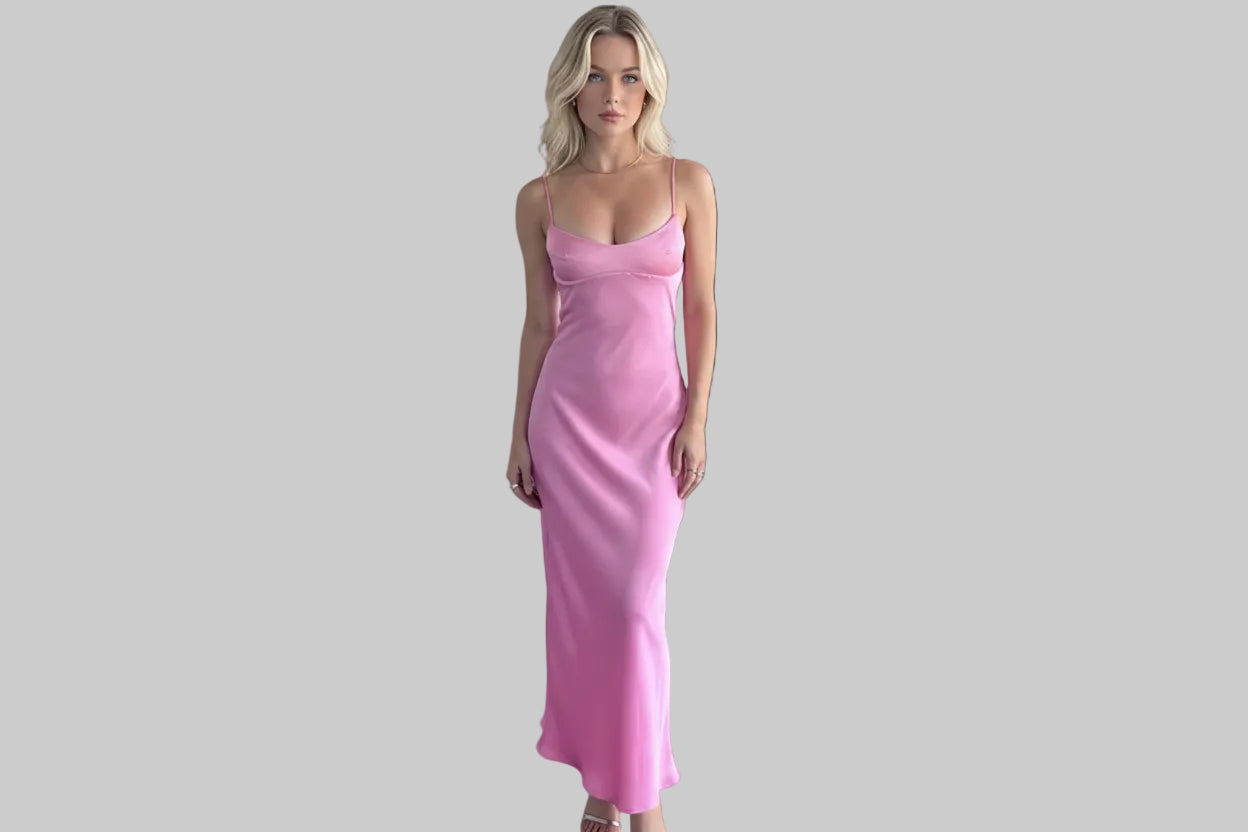 Women Camis Satin Long Dresses Elegant Sleeveless Slip Holiday Party Dresses Sexy Casual Backless Summer Dresses