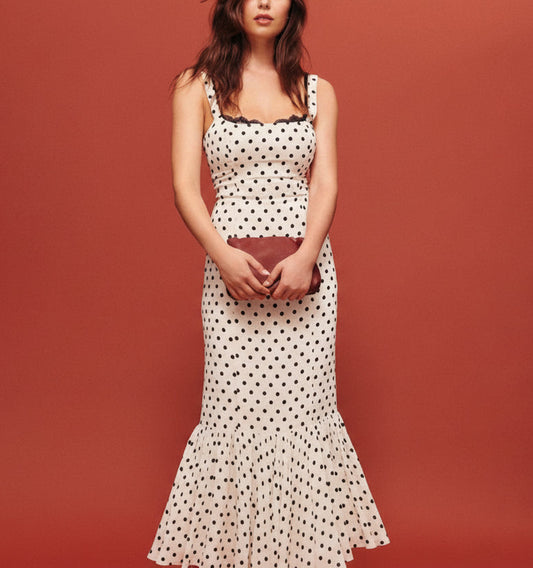 Retro Dots Printing Slip Dress