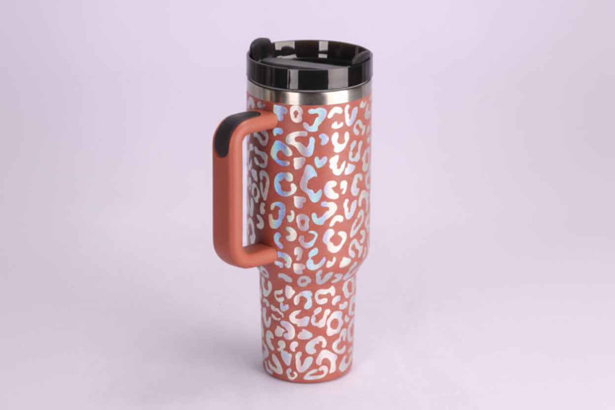 40 Oz Tumbler With Handle Straw Insulated, Stainless Steel Spill Proof Vacuum Coffee Cup Tumbler With Lid Tapered Mug Gifts For Valentine Lover Suitable For Car Gym Office Travel
