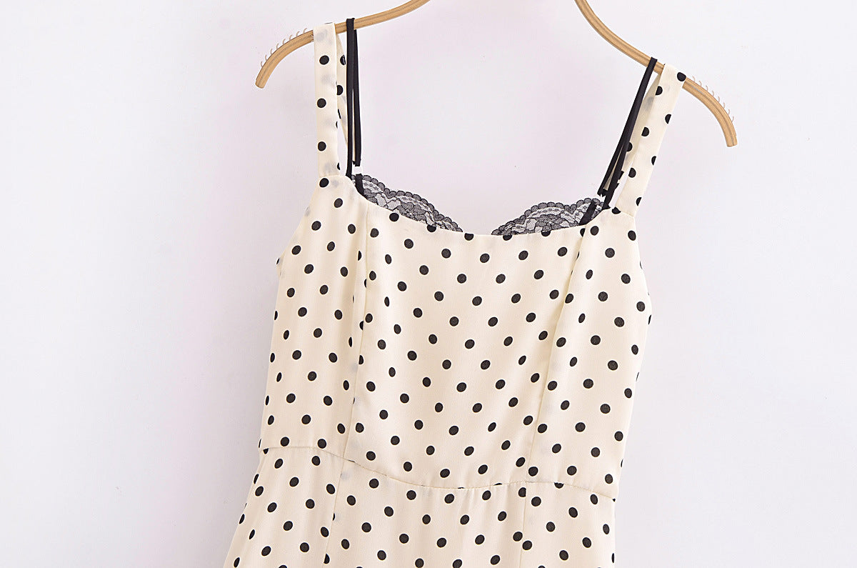 Retro Dots Printing Slip Dress