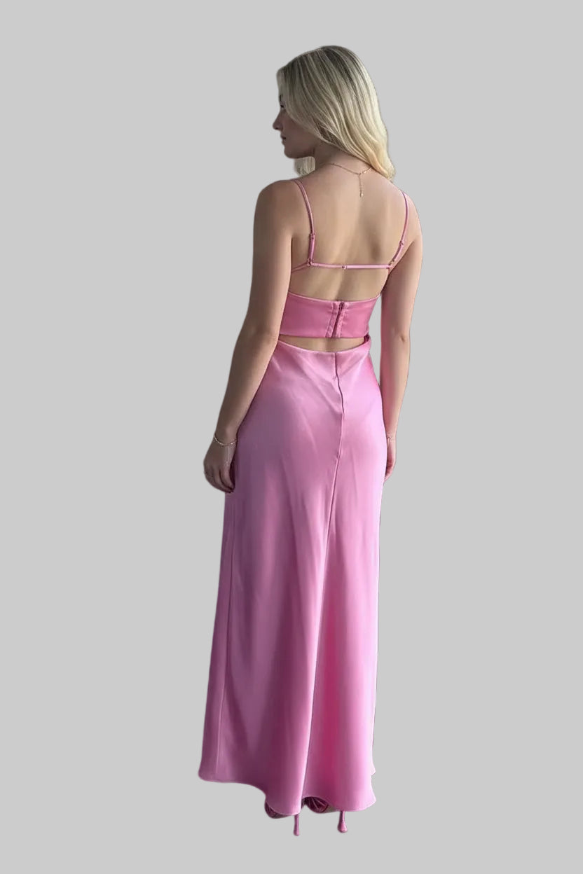 Women Camis Satin Long Dresses Elegant Sleeveless Slip Holiday Party Dresses Sexy Casual Backless Summer Dresses