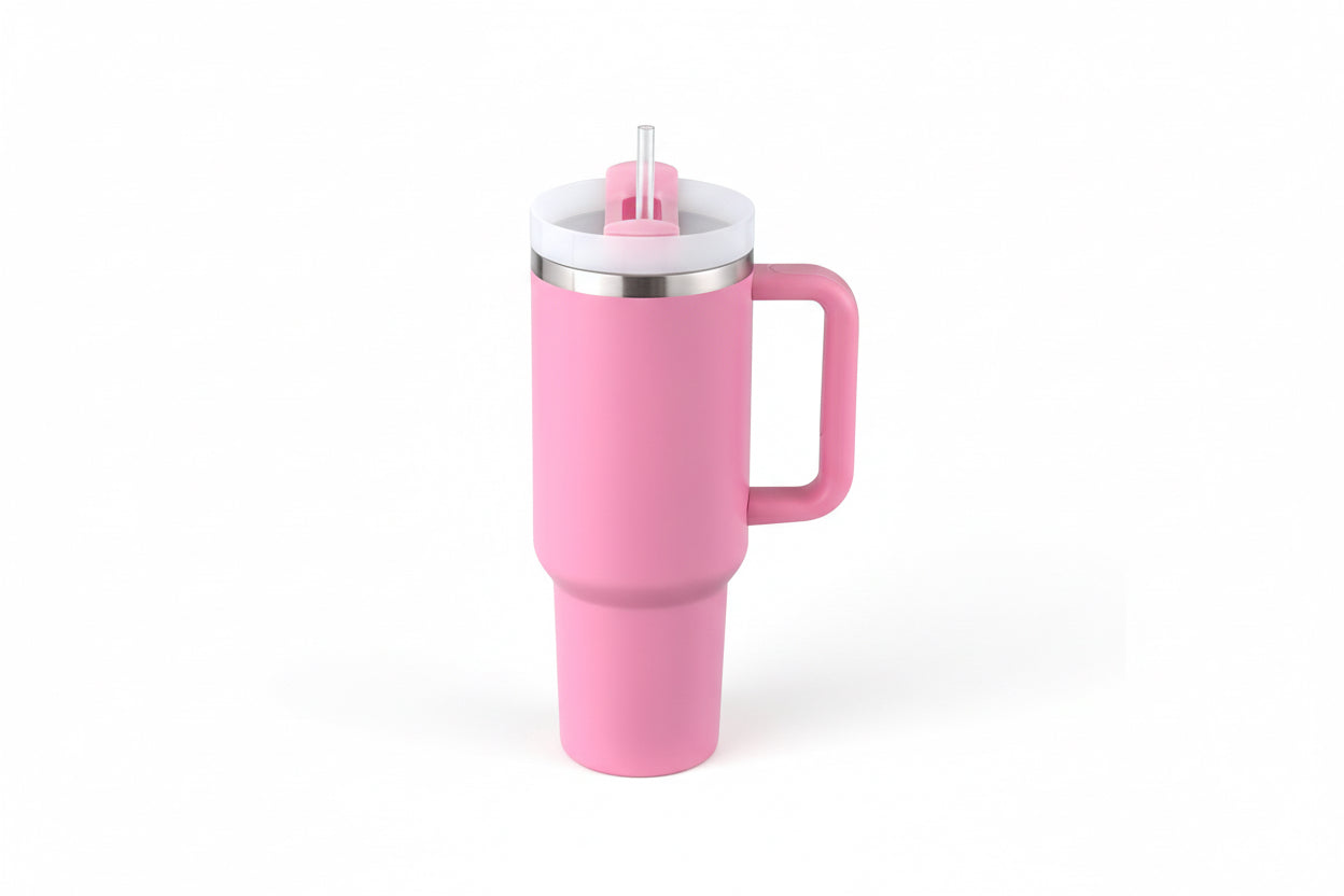 40 Oz Tumbler With Handle Straw Insulated, Stainless Steel Spill Proof Vacuum Coffee Cup Tumbler With Lid Tapered Mug Gifts For Valentine Lover Suitable For Car Gym Office Travel