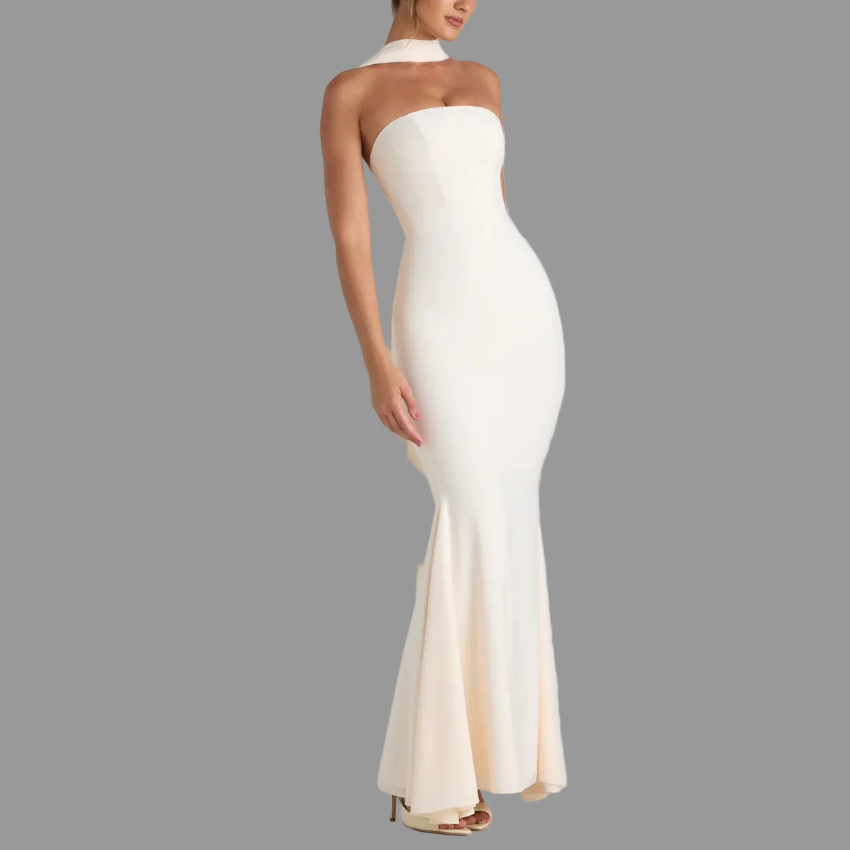 Slim-fit Sheath Fishtail Dress Solid Color Dress Skirt Shawl