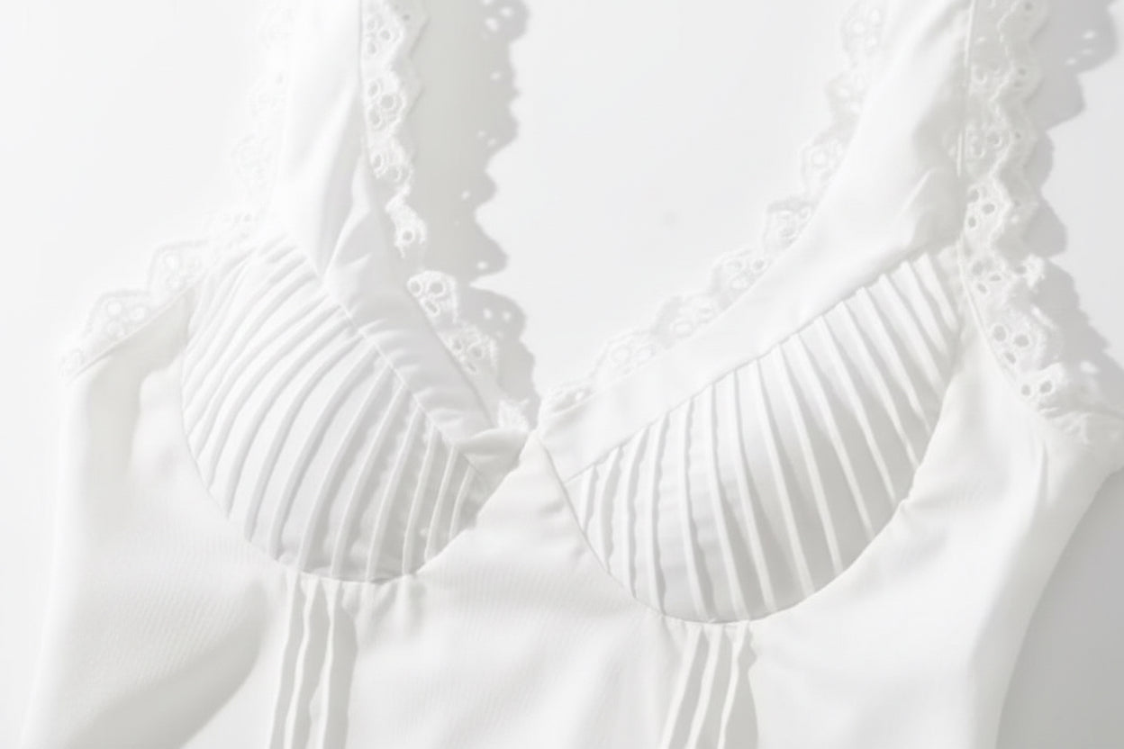 Lace Panel Chest Strap Dress High Waisted
