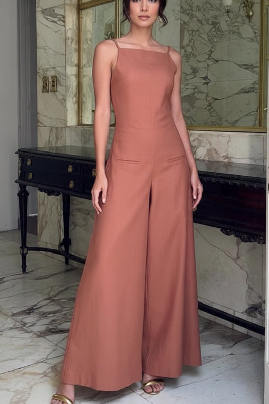 Brown Halter Back Jumpsuit