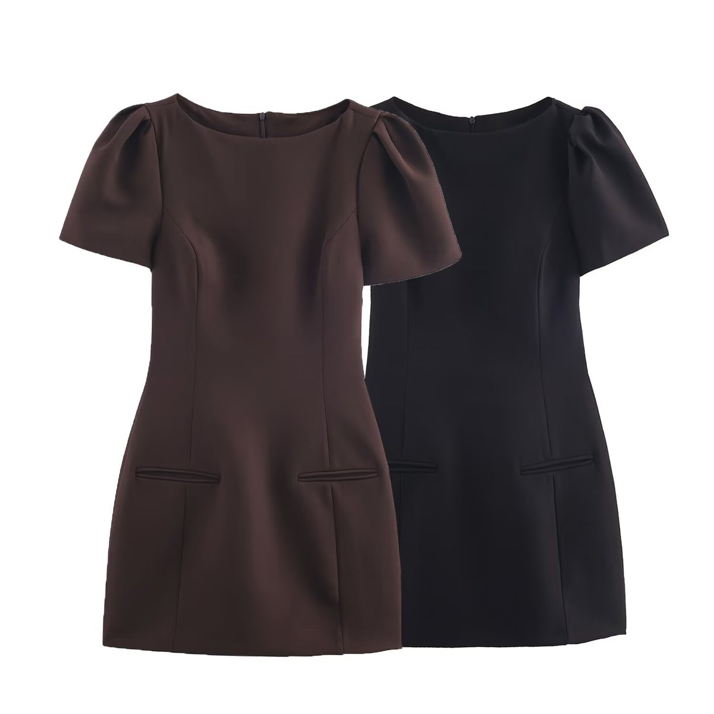 Womens Western-style Chic Pleated-pocket Dress